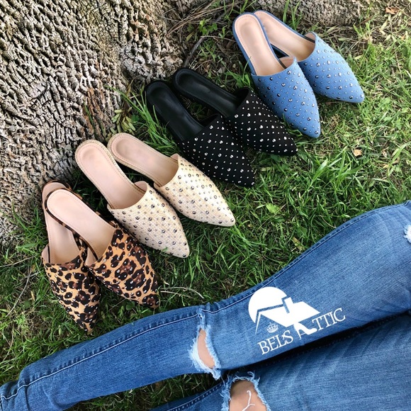LAST 1♥️Leopard Animal Print Pointed Mule Flats - Picture 4 of 8